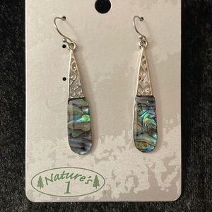 Abalone and silver filigree earrings NWT
